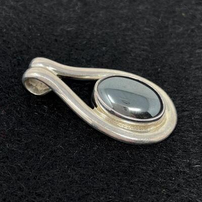 STERLING 925 & HEMATITE TEARDROP PENDANT
