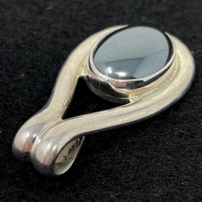 STERLING 925 & HEMATITE TEARDROP PENDANT