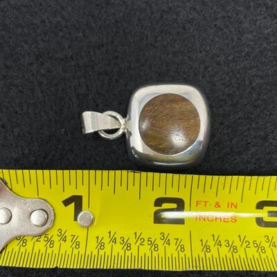 STERLING 925 & TIGER EYE SQUARE PENDANT