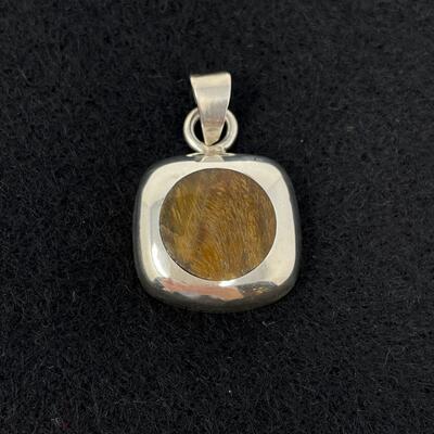 STERLING 925 & TIGER EYE SQUARE PENDANT