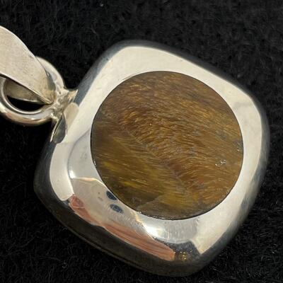 STERLING 925 & TIGER EYE SQUARE PENDANT