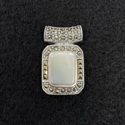 STERLING 925 & MOTHER OF PEARL STUDDED PENDANT