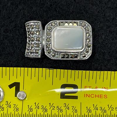 STERLING 925 & MOTHER OF PEARL STUDDED PENDANT