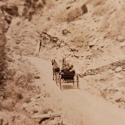 Lot 152: Antique 8" x 5" Cabinet Photo of Early Settler Travelling on Buggy