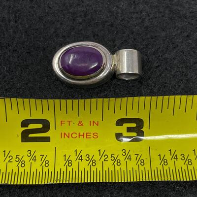 STERLING 925 & AMETHYST OVAL PENDANT - FROM MEXICO