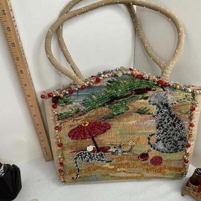 Trinket boxes, perfume holder, talcum shaker, purse, perfumes