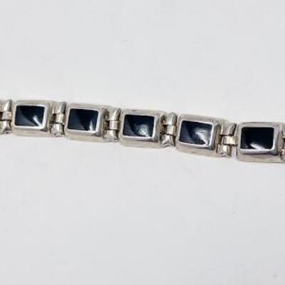 STERLING 925 & ONYX LINK BRACELET