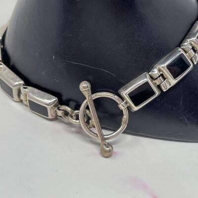 STERLING 925 & ONYX LINK BRACELET
