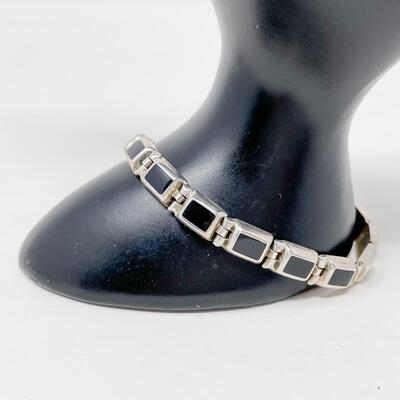 STERLING 925 & ONYX LINK BRACELET