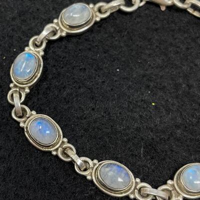 STERLING 925 & MOONSTONE CHAIN BRACELET