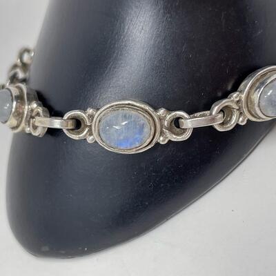 STERLING 925 & MOONSTONE CHAIN BRACELET