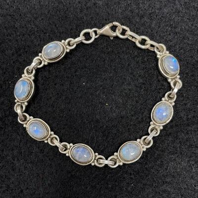 STERLING 925 & MOONSTONE CHAIN BRACELET