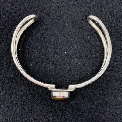 STERLING CC925 & TIGER EYE CUFF BRACELET