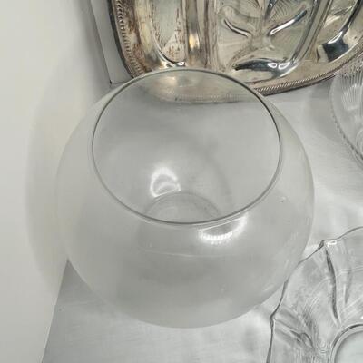 Tray, clear glass fish bowl, glass bowl, crystal bowl