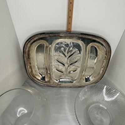 Tray, clear glass fish bowl, glass bowl, crystal bowl