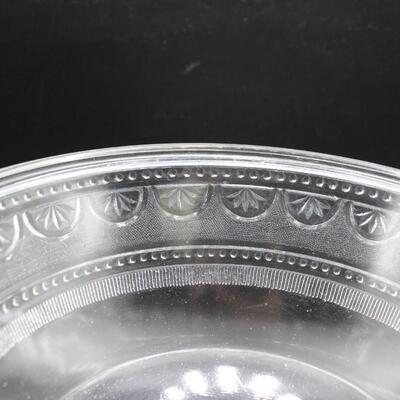 Vintage Etched Design Crystal Glass Fruit Bowl Compote Candy Dish