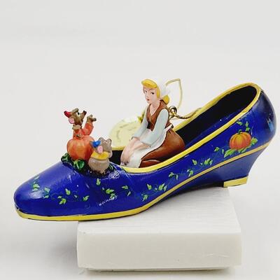 BRADFORD EXCHANGE DISNEY ONCE UPON A TIME SLIPPERS "BELL & CINDERELLA" ORNAMENTS
