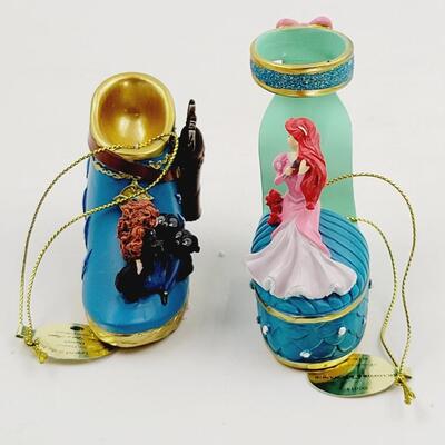 BRADFORD EXCHANGE DISNEY ONCE UPON A TIME SLIPPERS  "ARIEL & MERIDA" ORNAMENTS