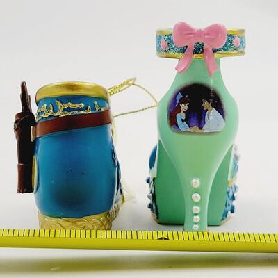 BRADFORD EXCHANGE DISNEY ONCE UPON A TIME SLIPPERS  "ARIEL & MERIDA" ORNAMENTS