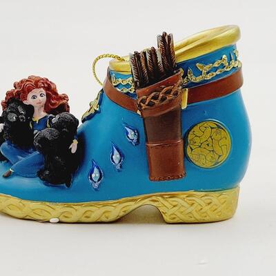 BRADFORD EXCHANGE DISNEY ONCE UPON A TIME SLIPPERS  "ARIEL & MERIDA" ORNAMENTS