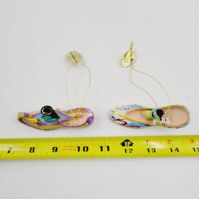 BRADFORD EXCHANGE DISNEY ONCE UPON A TIME SLIPPERS "JASMINE & MULAN" ORNAMENTS