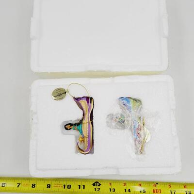 BRADFORD EXCHANGE DISNEY ONCE UPON A TIME SLIPPERS "JASMINE & MULAN" ORNAMENTS