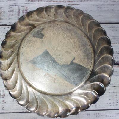 Vintage Large Metal Pewter Serving Dish Plate