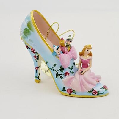 BRADFORD EXCHANGE DISNEY ONCE UPON A TIME SLIPPERS "SLEEPING BEAUTY & ARIEL" ORNAMENTS