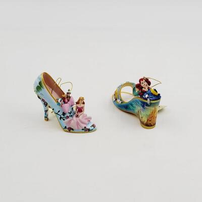 BRADFORD EXCHANGE DISNEY ONCE UPON A TIME SLIPPERS "SLEEPING BEAUTY &  ARIEL" ORNAMENTS | EstateSales.org