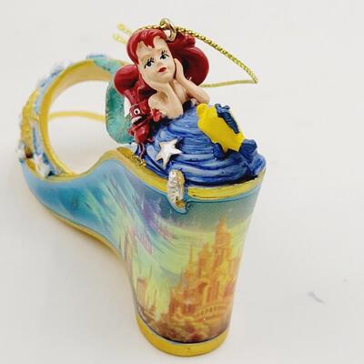 BRADFORD EXCHANGE DISNEY ONCE UPON A TIME SLIPPERS "SLEEPING BEAUTY & ARIEL" ORNAMENTS