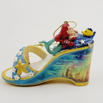 BRADFORD EXCHANGE DISNEY ONCE UPON A TIME SLIPPERS "SLEEPING BEAUTY & ARIEL" ORNAMENTS
