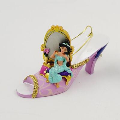 BRADFORD EXCHANGE DISNEY ONCE UPON A TIME SLIPPERS "CINDERELLA & JASMINE" ORNAMENTS