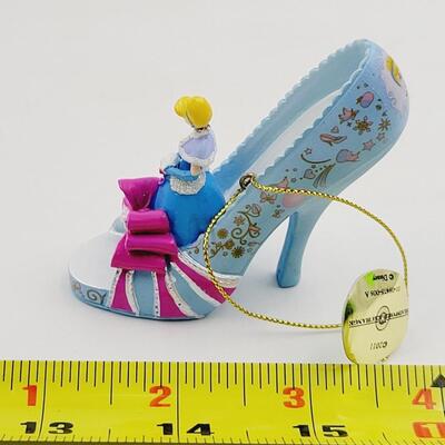 BRADFORD EXCHANGE DISNEY ONCE UPON A TIME SLIPPERS "CINDERELLA & JASMINE" ORNAMENTS