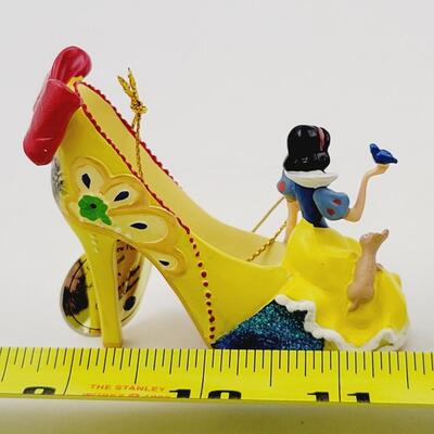 BRADFORD EXCHANGE DISNEY ONCE UPON A TIME SLIPPERS "TINKER BELL & SNOW WHITE" ORNAMENTS