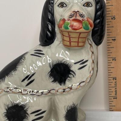 Antique Staffordshire Black Spaniel Mantle Dogs