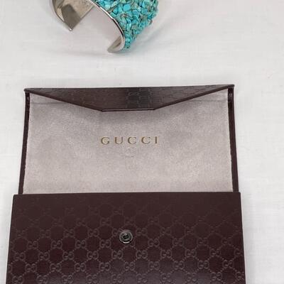 Gucci coin purse and Turquoise bracelet with copper alligator