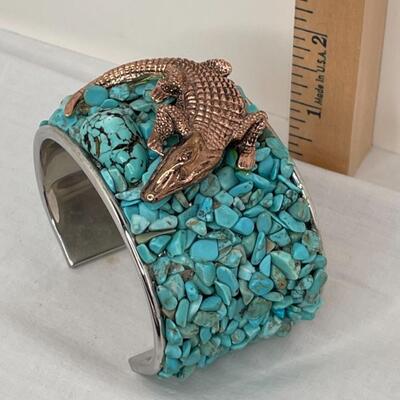 Gucci coin purse and Turquoise bracelet with copper alligator