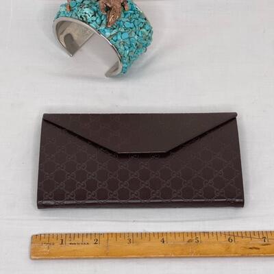 Gucci coin purse and Turquoise bracelet with copper alligator