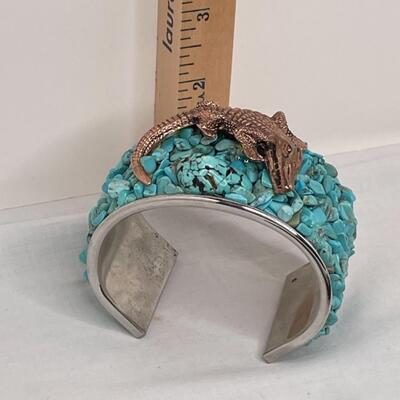 Gucci coin purse and Turquoise bracelet with copper alligator