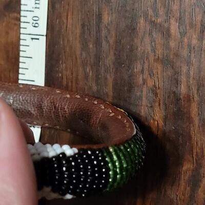 Lot 161: Native American Hand Beaded Bangle Bracelet