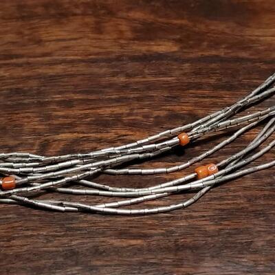 Lot 162: Vintage Navajo 10 Strand Liquid Silver Necklace