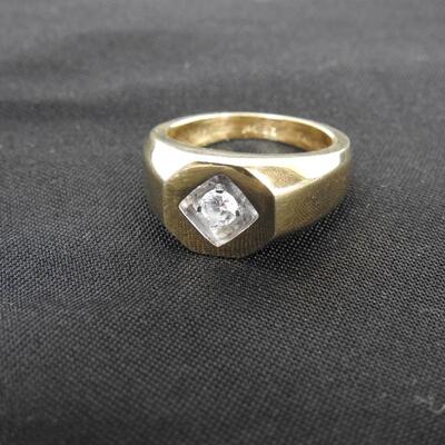 Large Gold Plated Ring, Size 11(1/2), Not Genuine Stone