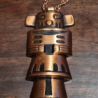 Lot 164: Vintage BELL TRADING POST Solid Copper Kachina Pendant and 30" Rope Chain