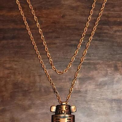 Lot 164: Vintage BELL TRADING POST Solid Copper Kachina Pendant and 30" Rope Chain
