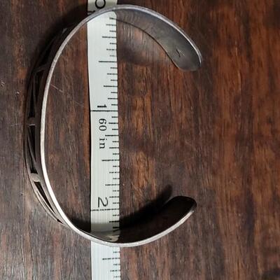 Lot 168: Vintage Modernist Inlay Sterling Cuff Bracelet