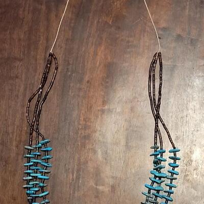 Lot 169: Old Pawn Triple Strand Santo Domingo Heishi Bead String Tied Necklace