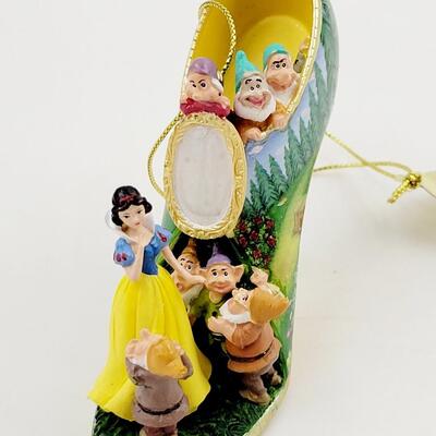 BRADFORD EXCHANGE DISNEY ONCE UPON A TIME SLIPPERS "CINDERELLA & SNOW WHITE" ORNAMENTS