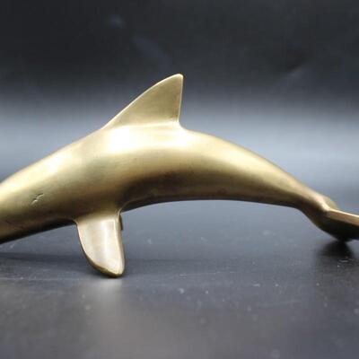 Retro Brass Metal Dolphin Paper Weight Figurine