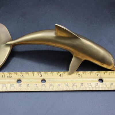 Retro Brass Metal Dolphin Paper Weight Figurine