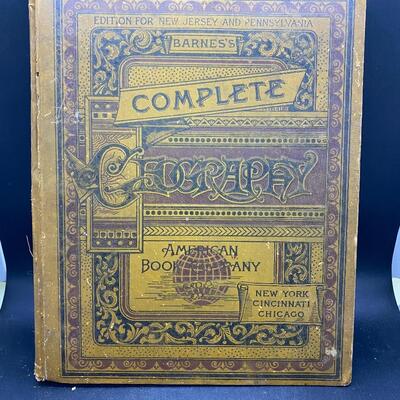 Antique Barnes's Complete Geography New Jersey Pennsylvania Edition Hardcover Book 1885